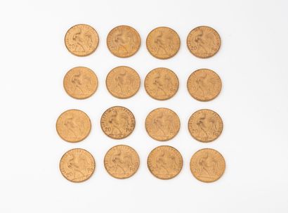 FRANCE 
16 coins of 20 Francs or République.
Total...