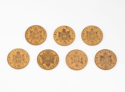 FRANCE
7 coins of 20 Francs gold Napoleon...