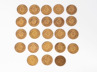 FRANCE
23 pieces 20 Francs gold Napoleon...
