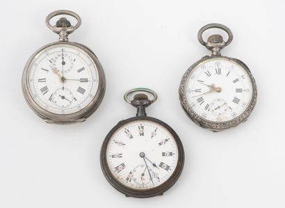 Lot of two silver pocket watches (800).
Silver...