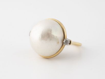 Yellow gold (750) and platinum (850) ring...