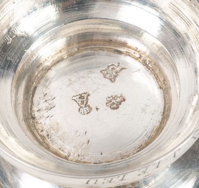 Silver tulip kettle (750) on pedestal engraved...