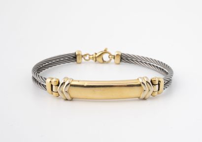 Rigid bracelet articulated with two strands...