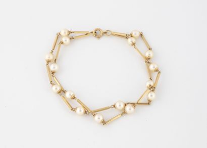 Yellow gold bracelet (750) with two rows...