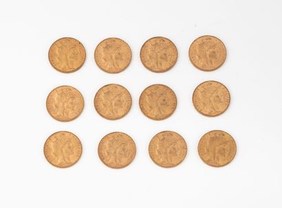 FRANCE
12 coins of 20 Francs Marianne gold,...
