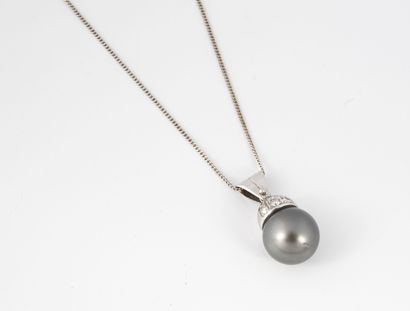 Necklace in white gold (750) holding a pendant...