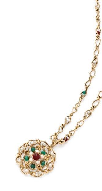 Long yellow gold (750) necklace composed...