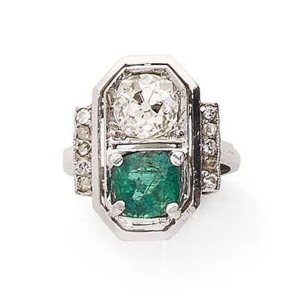 Platinum (850) ring with rectangular cut...