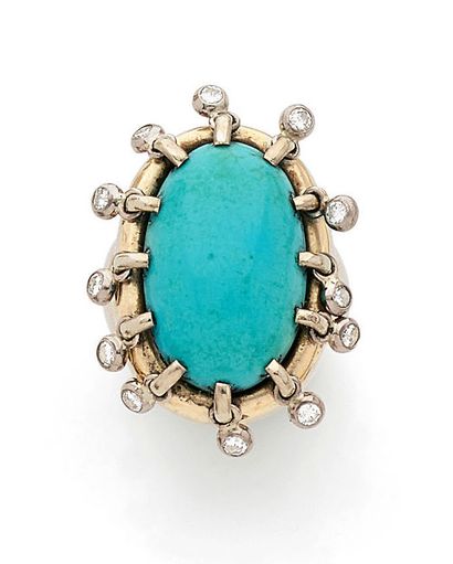 Important cocktail ring in white gold (750)...