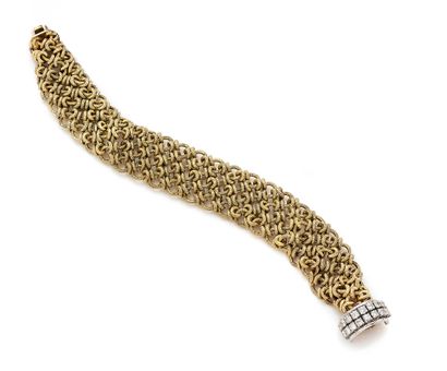 Beautiful yellow gold (750) ribbon bracelet,...