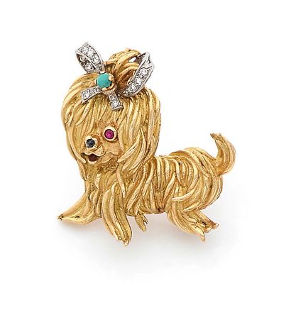 Yellow gold (750) and platinum (850) lapel...