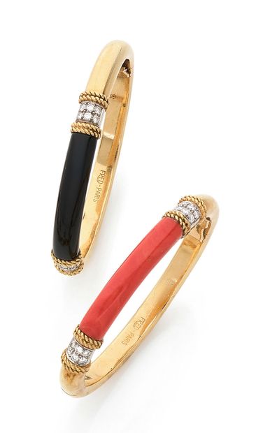 FRED, Paris
** Two hollow yellow gold (750)...