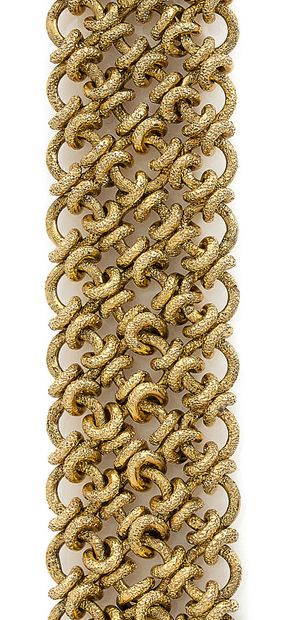 Beautiful yellow gold (750) ribbon bracelet,...