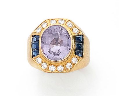 Yellow gold (750) signet ring with octagonal...