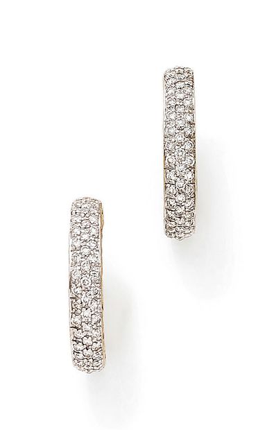 Pair of yellow and white gold (750) hoop...