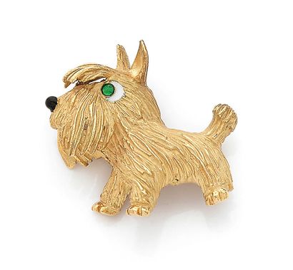 Amusing brooch in yellow gold (750) representing...