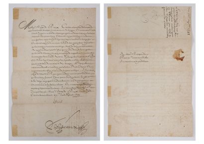 LOUIS XIII
Two letters signed by the secretaries...