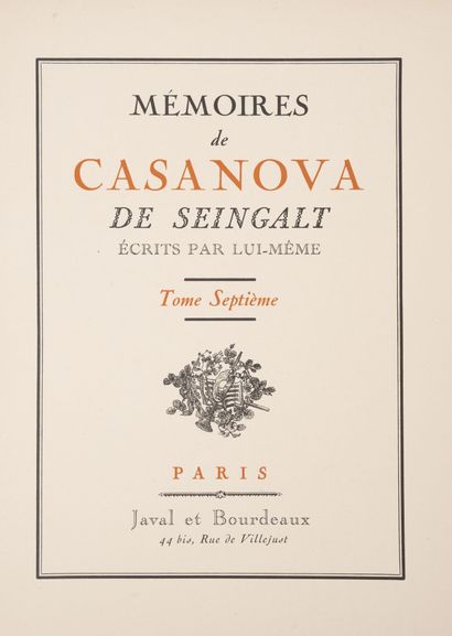 Giacomo CASANOVA (1725-1798)
Mémoires de...