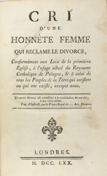 Cri d'une Honnête femme qui réclame le Divorce.
Conformément...