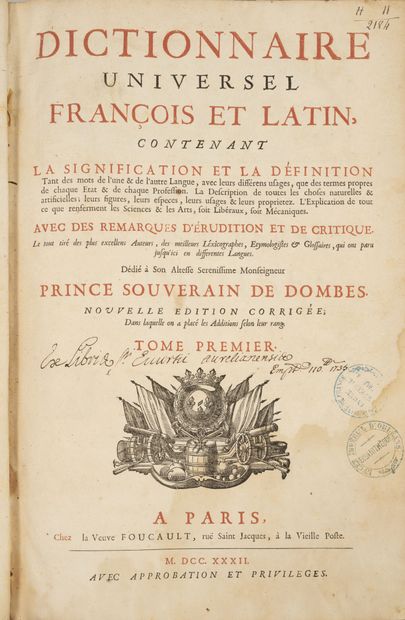 TREVOUX
[DICTIONNAIRE DE TREVOUX]
Dictionnaire...