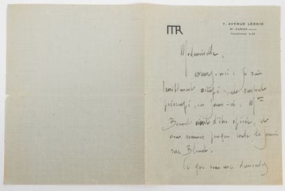 Maurice RAVEL 
Autograph letter on paper...