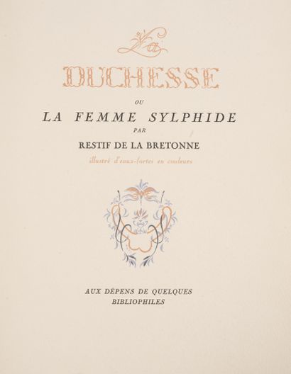 RESTIF DE LA BRETONNE
La Duchesse ou la Femme...