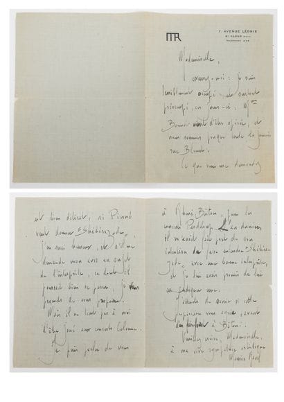 Maurice RAVEL 
Autograph letter on paper...