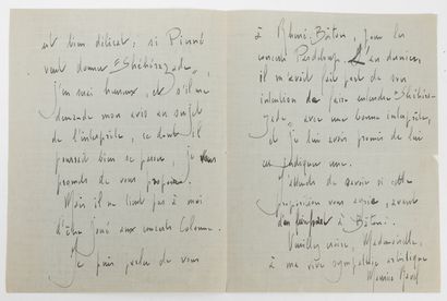 Maurice RAVEL 
Autograph letter on paper...