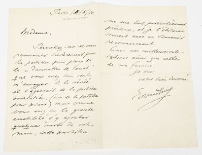 Edvard GRIEG
Autograph letter.
Written in...