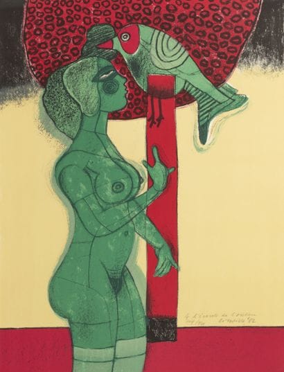 CORNEILLE (1922-2010)
Listening to the bird,...