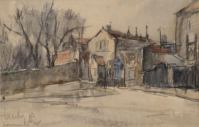 Fernand HERBO (1905-1995)
Montmartre, 1938.
Charcoal,...