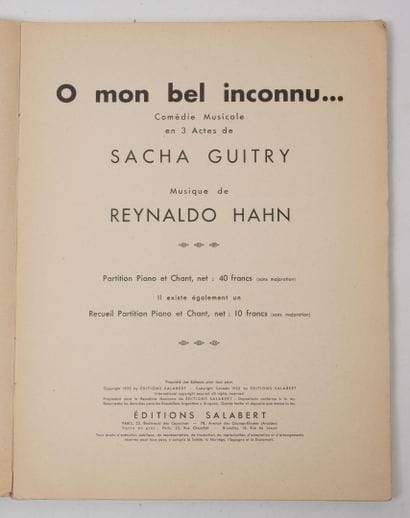 HAHN, Reynaldo [Sacha GUITRY]
O my beautiful...