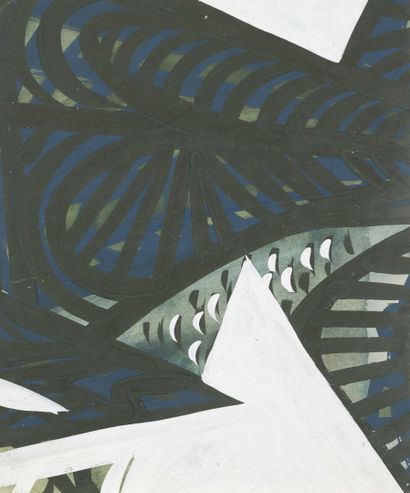 André MINAUX (1923-1986)
The man with roosters.
Gouache...