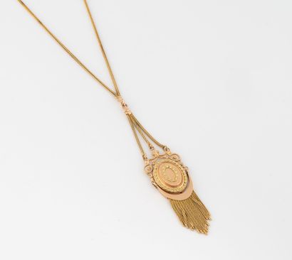 Yellow and pink gold (750) chain necklace...