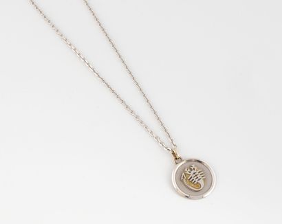 Chain and pendant in white gold (750). The...