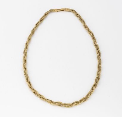 Yellow gold (750) necklace with three strands...