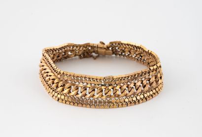 Bracelet articulé en or jaune (750) à motif...