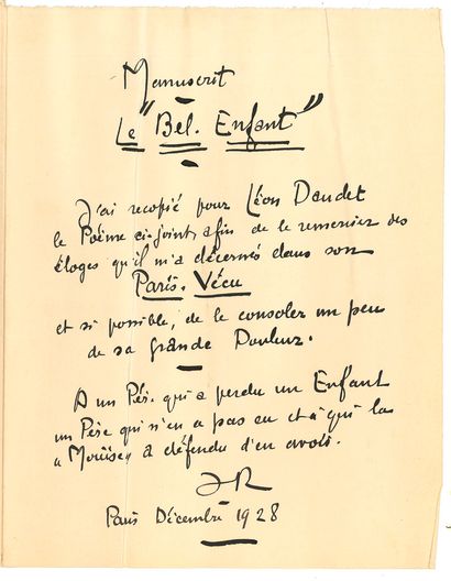 Jehan RICTUS (1867-1933)
Autograph manuscript...