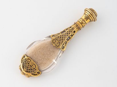 Salt flask with flattened pear-shaped body...