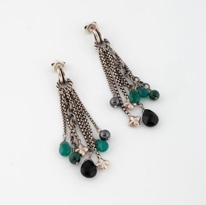 David YURMAN
Pair of silver (800) and white...