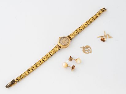 Lot of yellow gold (750) jewelry including...