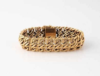 Gourmette bracelet in gold (750), with partially...