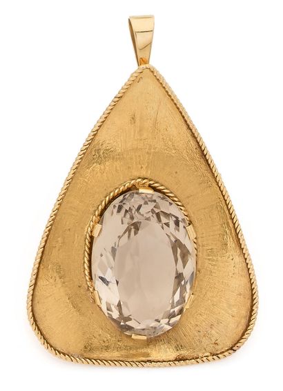 Important yellow gold (750) pendant brooch...
