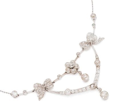 Drapery necklace in platinum 850 thousandths,...