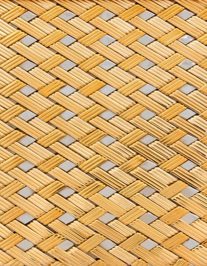 Rectangular beauty set in three-tone gold...