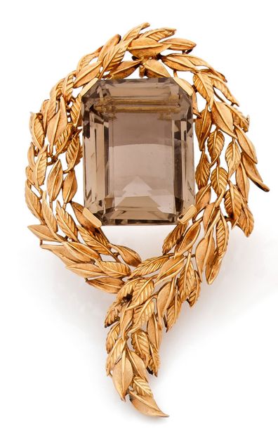 Important yellow gold (750) pendant brooch...