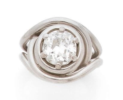 Beautiful ring in platinum (850), set with...