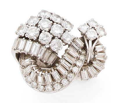 Elegant platinum (950) filigree bouquet ring...