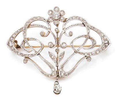 Yellow gold (750) and platinum (850) pendant...
