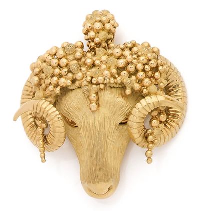 Large brooch pendant in brilliant-cut yellow...